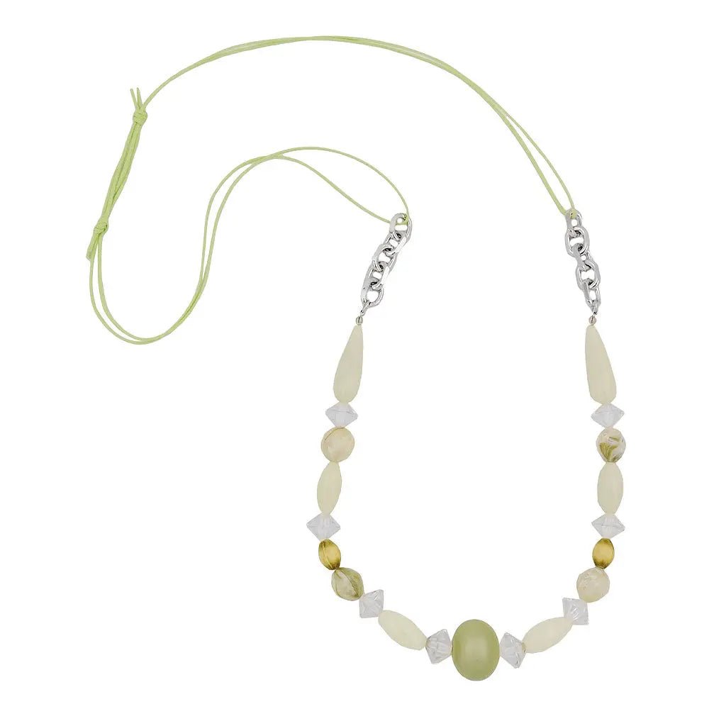 Kette Kunststoffperlen mint - oliv - kristall Kordel hellgrün mintgrün 80cm