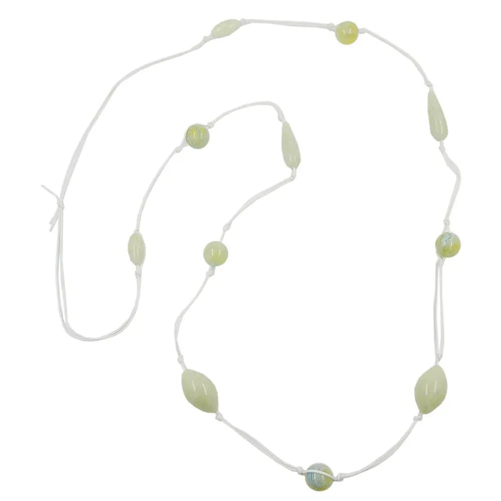 Kette, mint - türkis - gelb, Kordel weiß