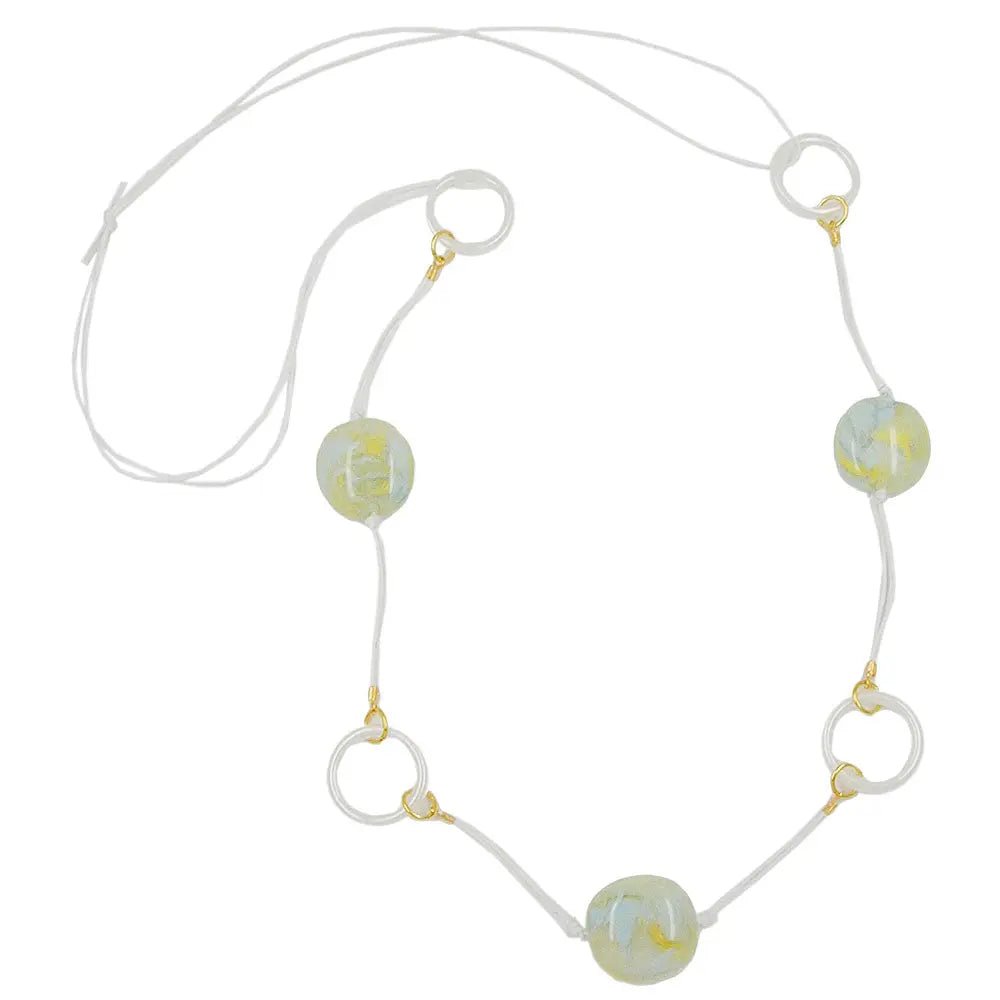 Kette, Nugget gelb - blau - transparent