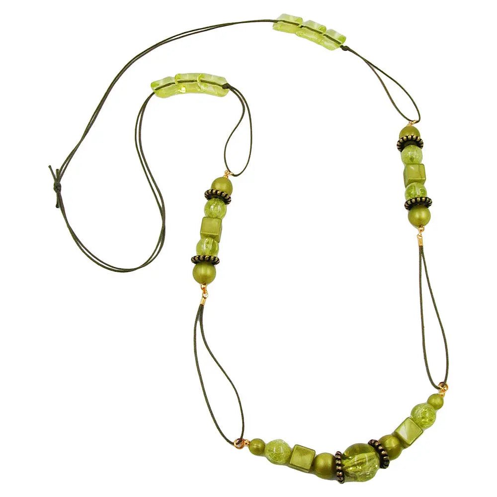 Kette, oliv - seide, oliv - transparent