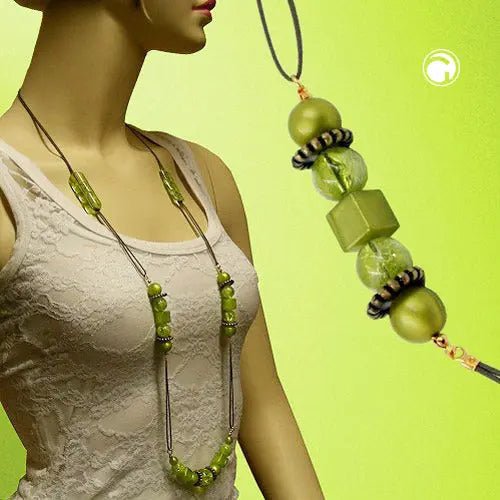 Kette, oliv - seide, oliv - transparent