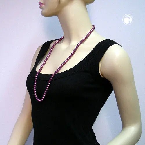Kette, Perle 8mm, lila - wachs
