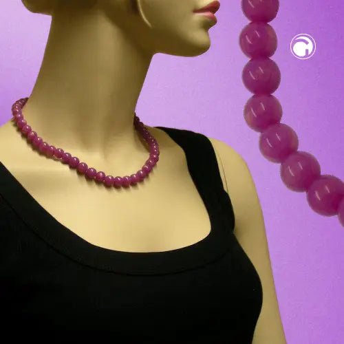 Kette, Perlen 10mm flieder - seidig, 45cm