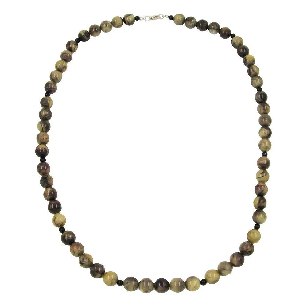 Kette Perlen 12mm Perle Kunststoff oliv - schwarz - marmor 75cm