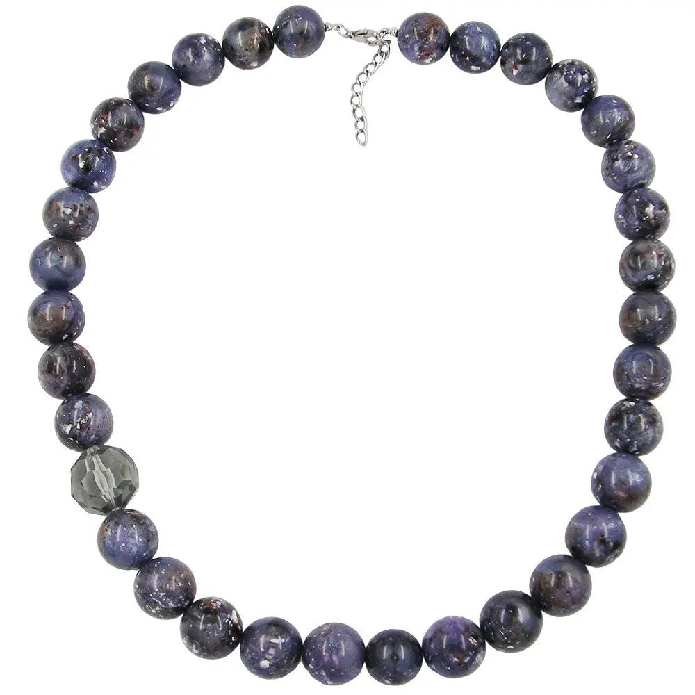 Kette, Perlen 18mm lila - grau - weiß