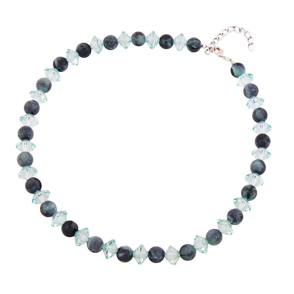 Kette Perlen Kunststoff türkis matt Facettenradl türkis - transparent 45cm
