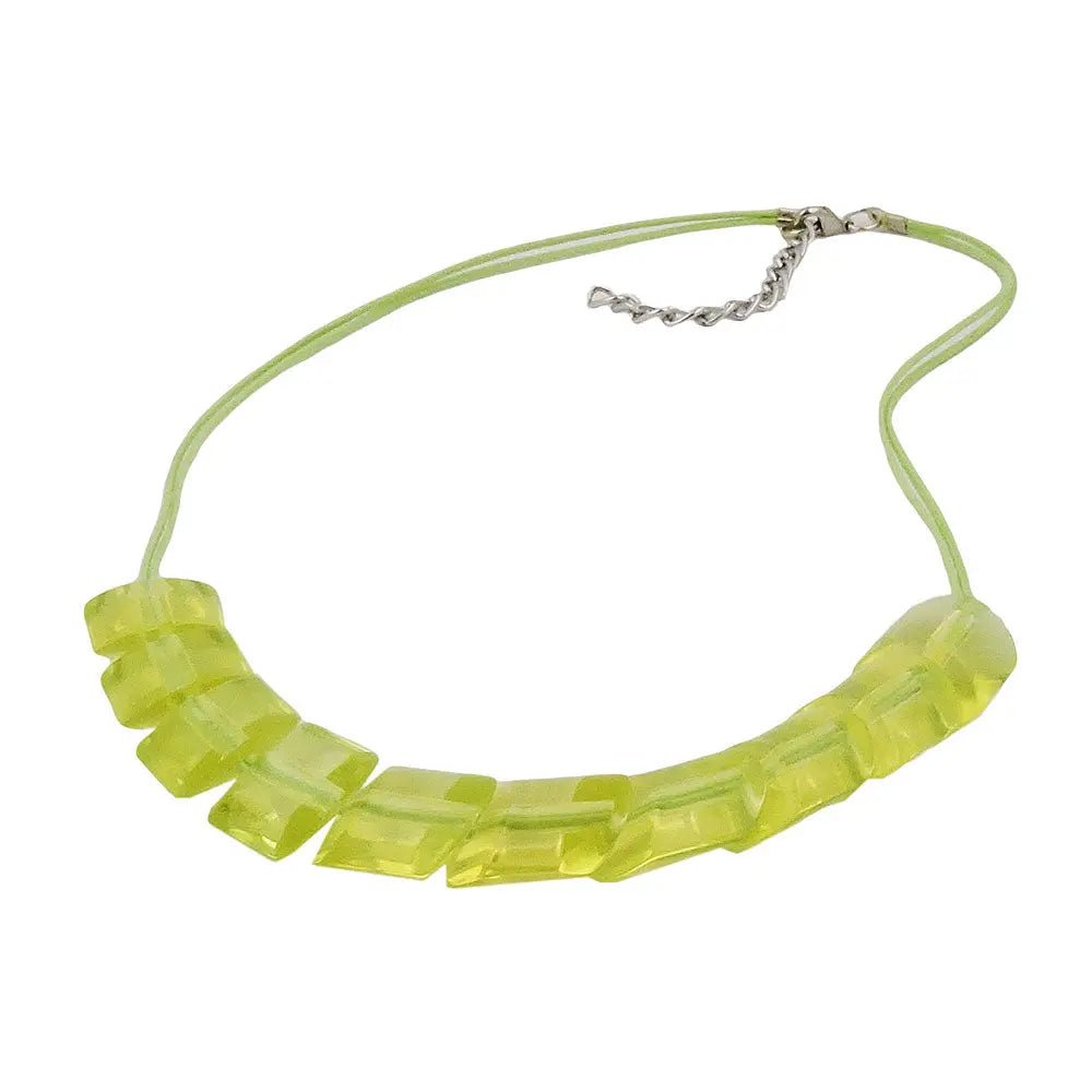 Kette Schrägperle Kunststoff kiwigrün - transparent Kordel hellgrün 45cm