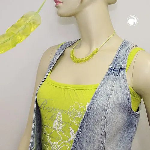 Kette Schrägperle Kunststoff kiwigrün - transparent Kordel hellgrün 45cm