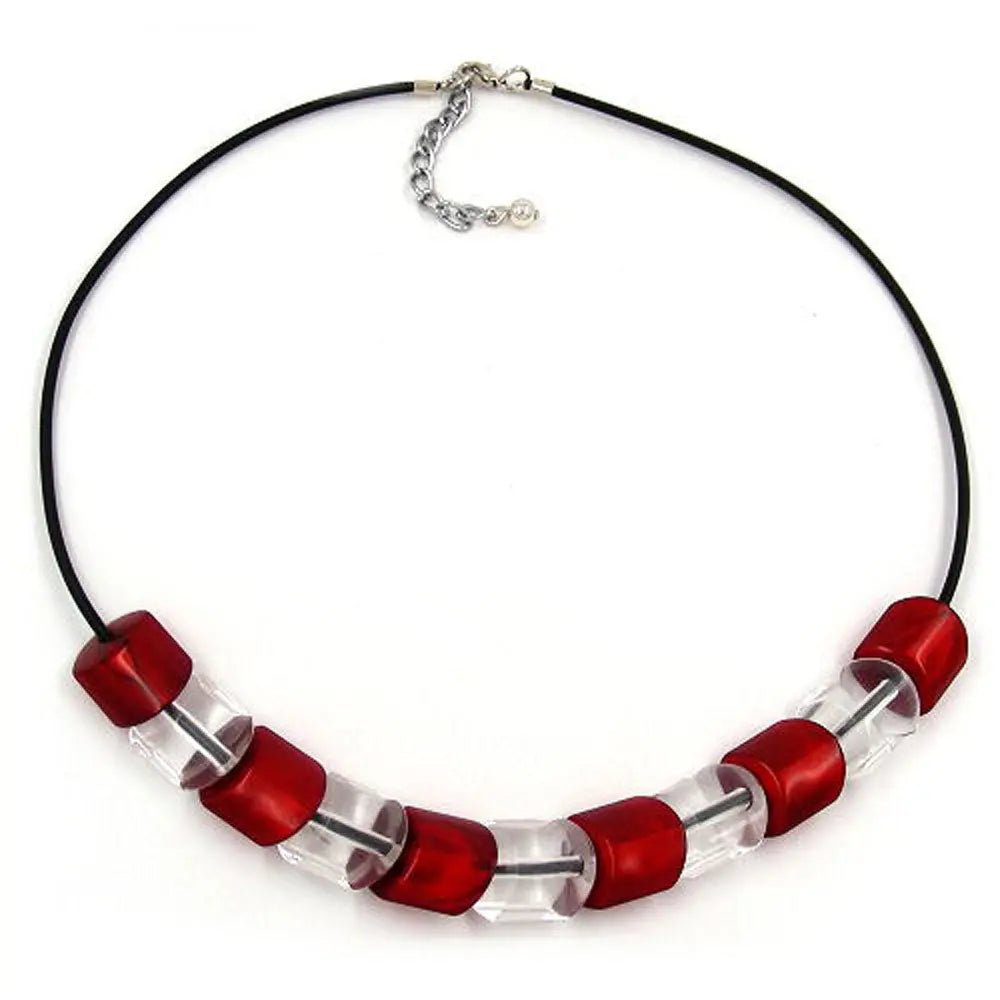 Kette, Schrägperle rot - kristall
