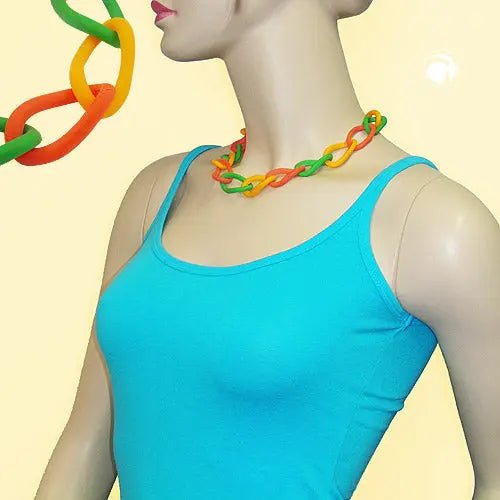 Kette Weitpanzer Kettenglieder Kunststoff gelb - apricot - grün 45cm