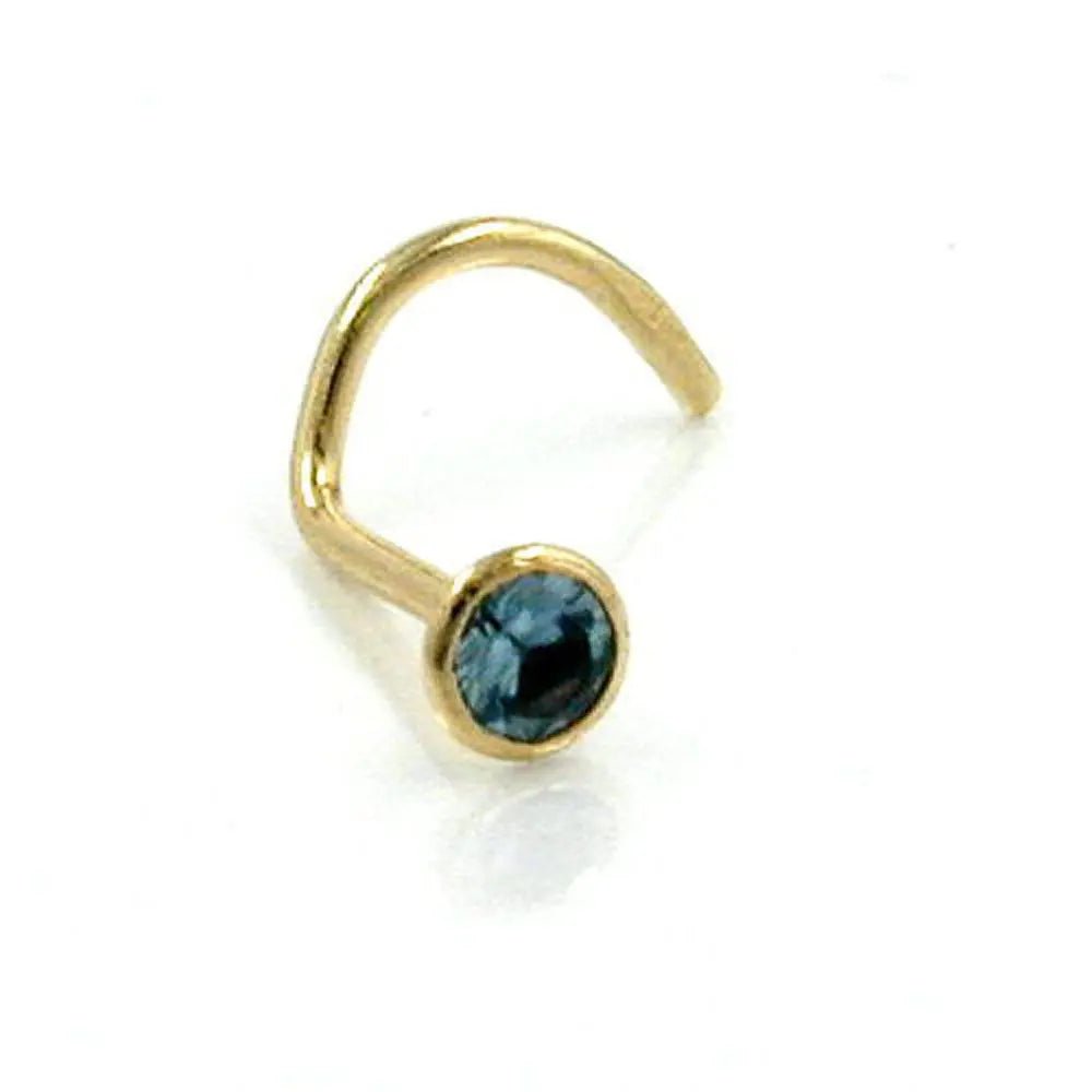Nasenstecker 2,5mm Spirale mit Zirkonia aquamarin - hellblau 18Kt GOLD