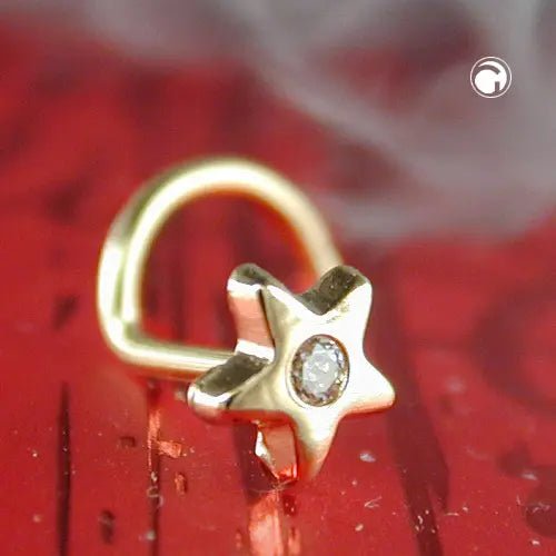 Nasenstecker 4mm Stern mit Zirkonia wei§ 14Kt GOLD