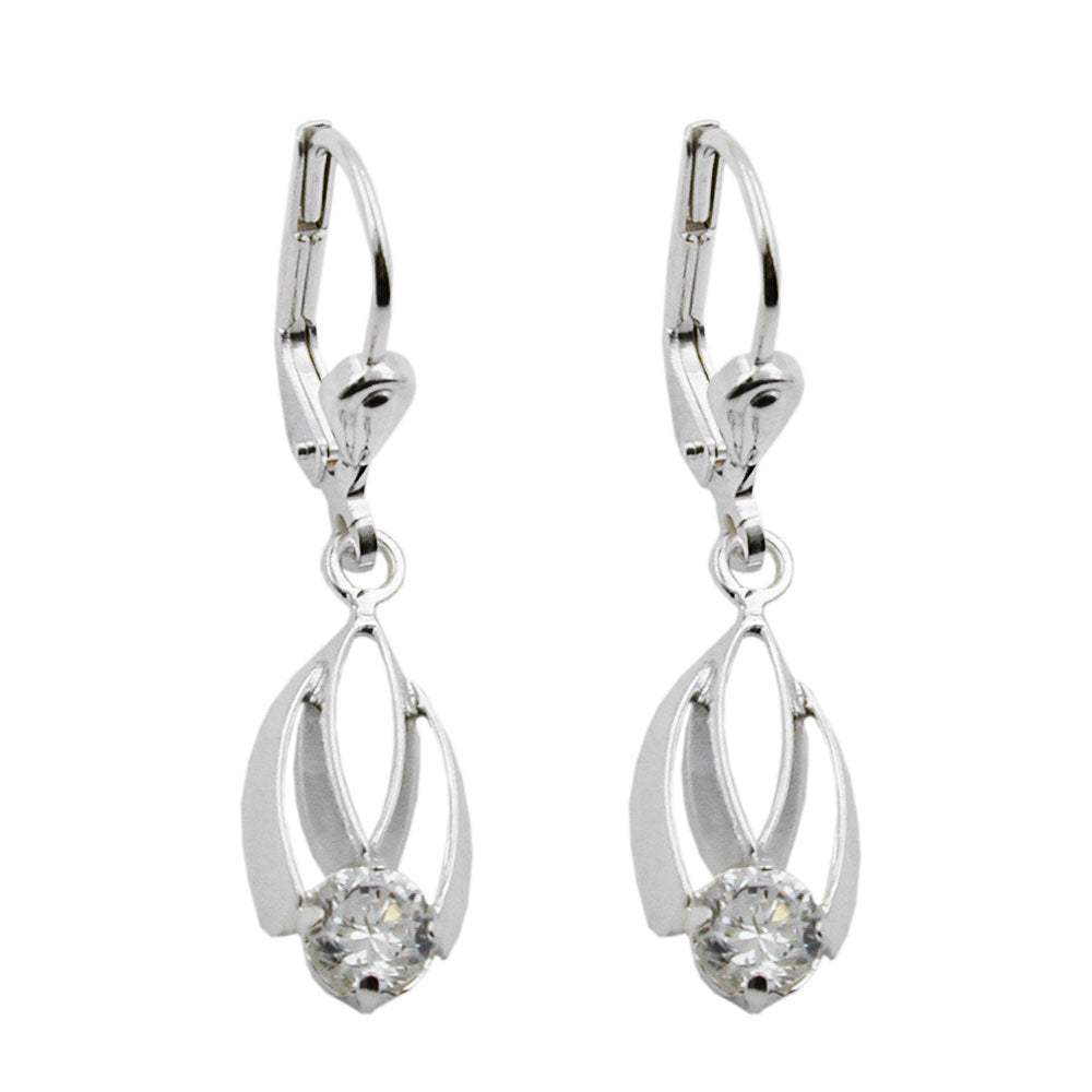 Ohrbrisur Ohrhänger Ohrringe 8mm Zirkonia Weiß Silber 925