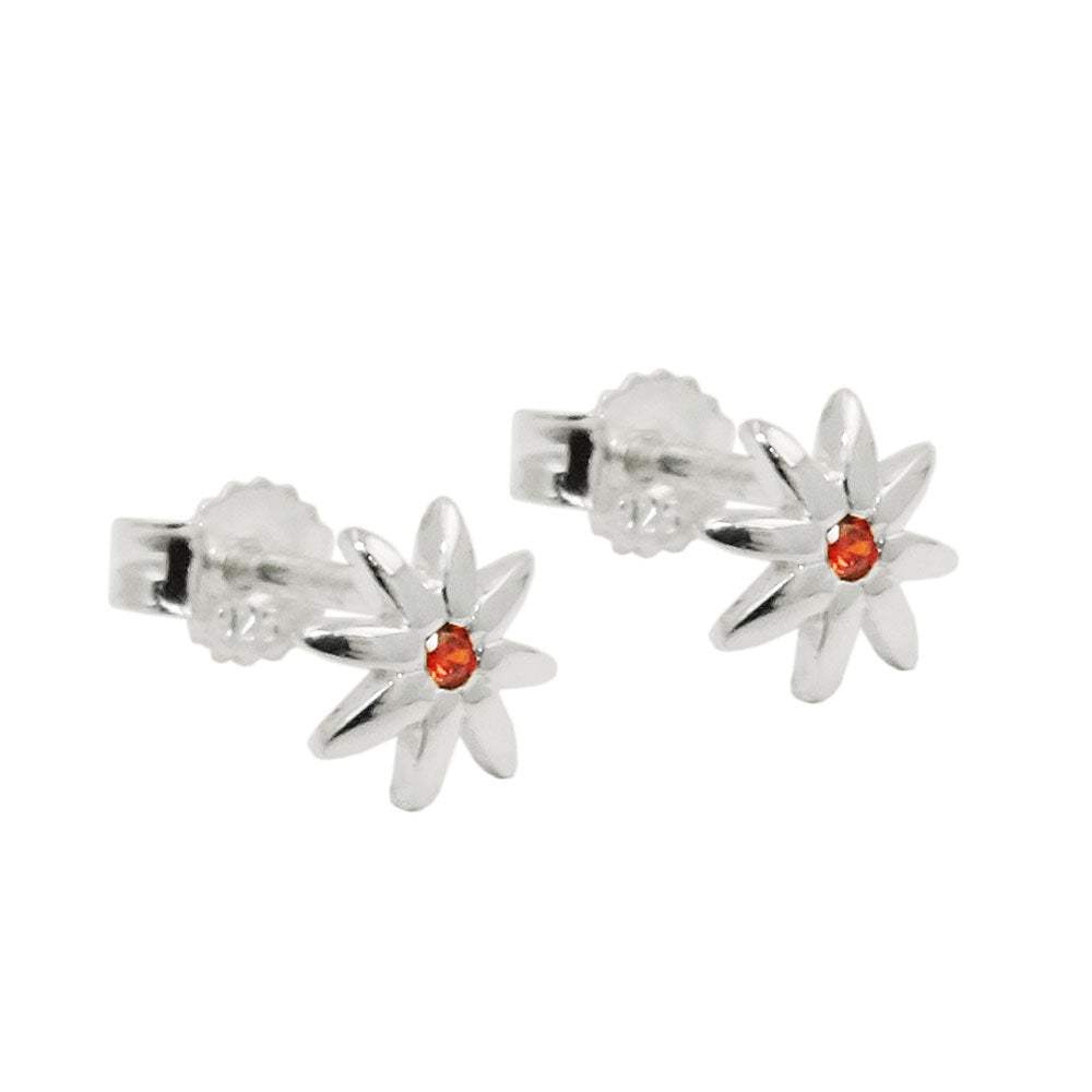 Ohrstecker Blume Mit Zirkonia Rot Orange Silber 925 6mm