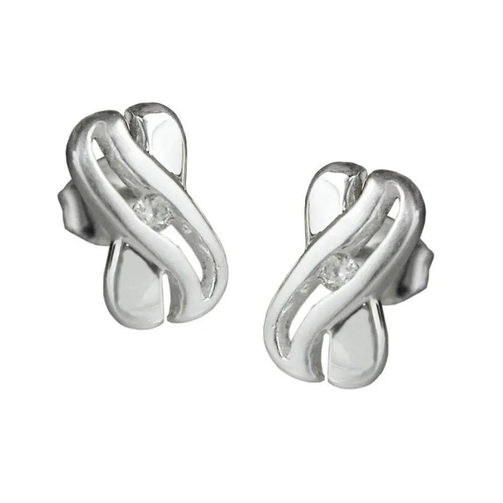 Ohrstecker Ohrring 10x6mm X - Form mit Zirkonia glänzend Silber 925