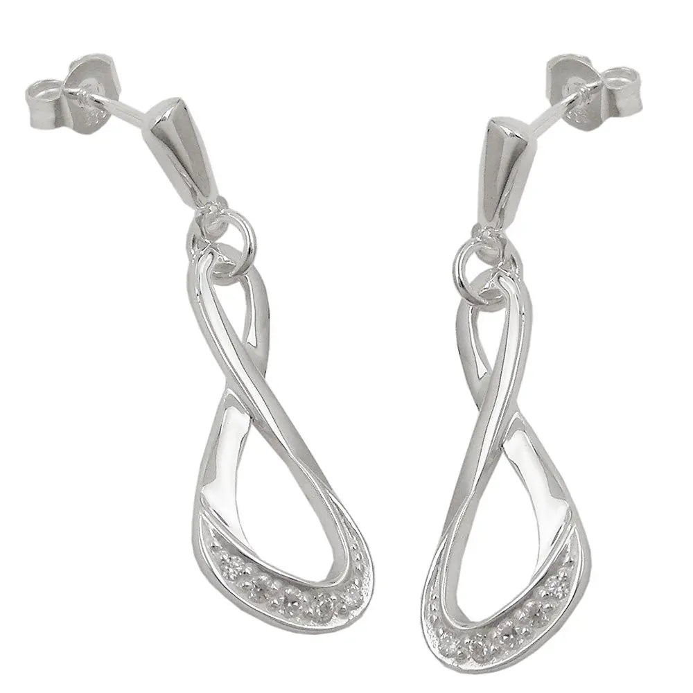Ohrstecker Ohrring 36x10mm glänzend mit Zirkonias Silber 925