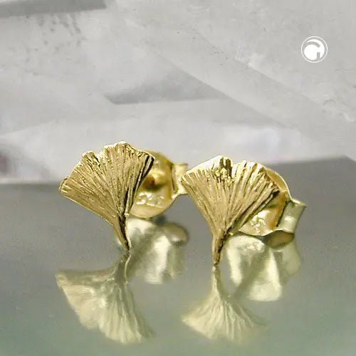 Ohrstecker Ohrring 7mm Ginkgoblatt glŠnzend 9Kt GOLD
