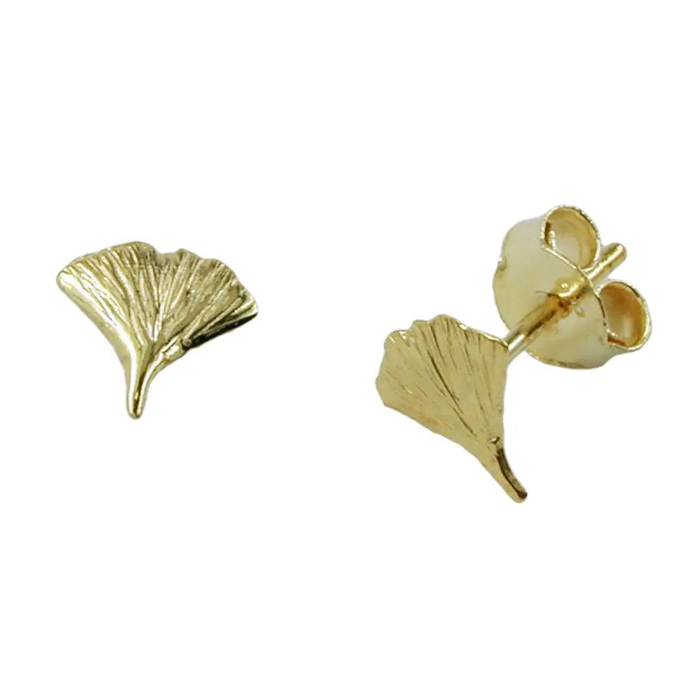 Ohrstecker Ohrring 7mm Ginkgoblatt glŠnzend 9Kt GOLD