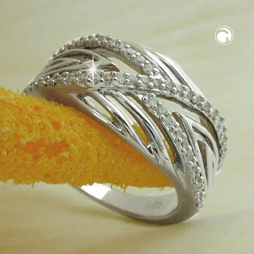 Ring 11mm mit vielen Zirkonias glŠnzend rhodiniert Silber 925