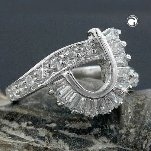Ring 14mm mit vielen Zirkonias glŠnzend rhodiniert Silber 925