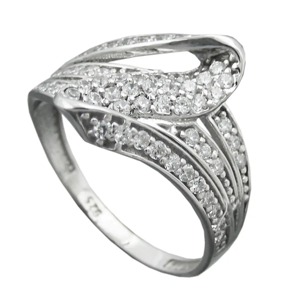 Ring 14mm mit vielen Zirkonias glŠnzend rhodiniert Silber 925