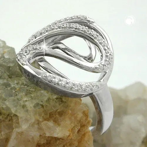 Ring 20mm mit vielen Zirkonias glŠnzend rhodiniert Silber 925