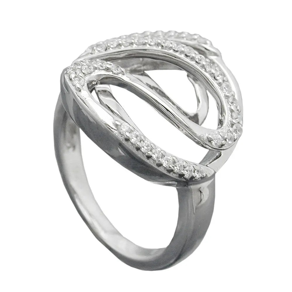 Ring 20mm mit vielen Zirkonias glŠnzend rhodiniert Silber 925