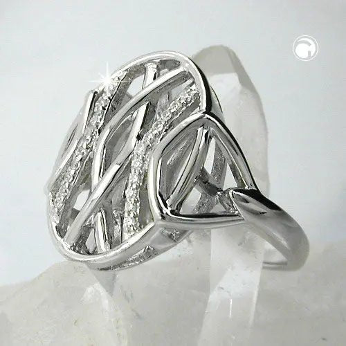 Ring 20mm mit vielen Zirkonias glŠnzend rhodiniert Silber 925