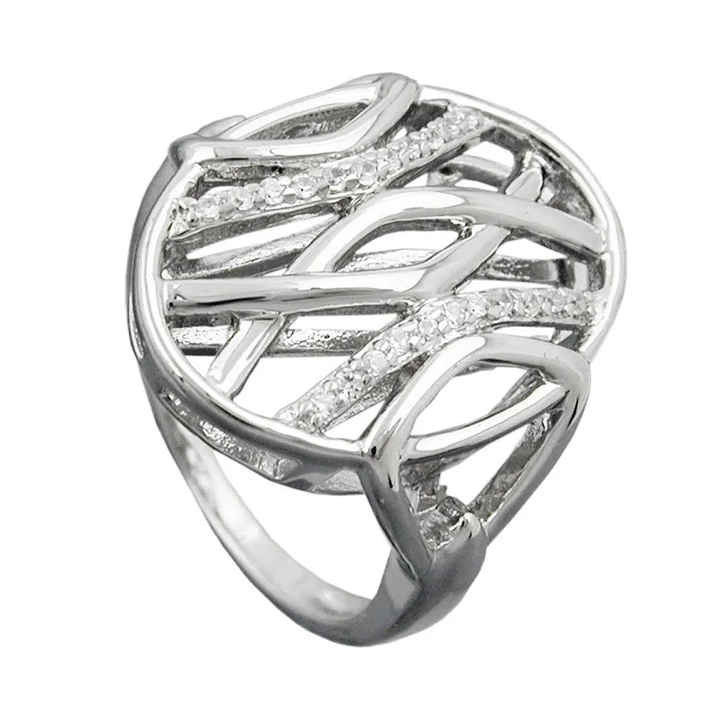 Ring 20mm mit vielen Zirkonias glŠnzend rhodiniert Silber 925