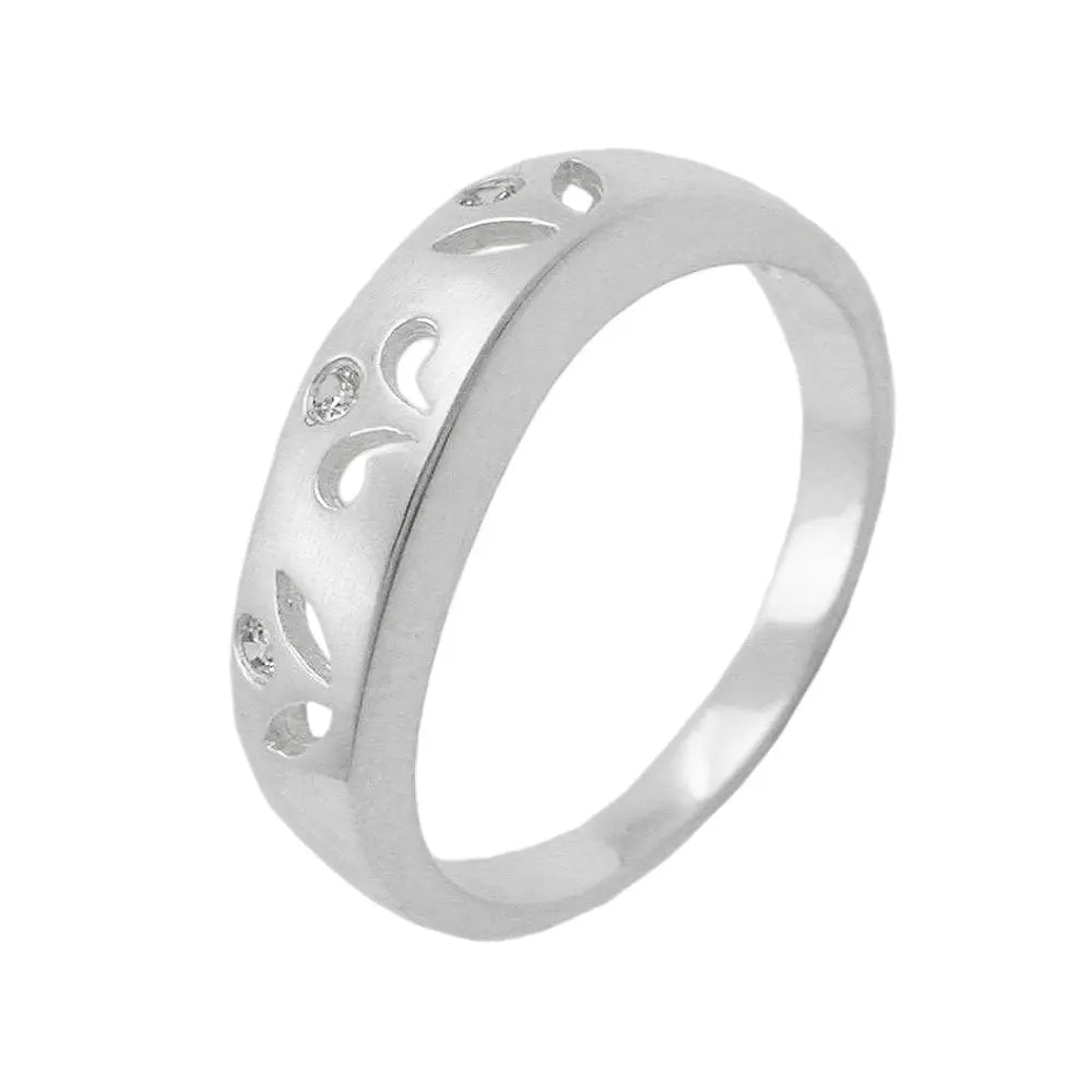 Ring 7mm durchbrochen matt 3x Zirkonias Silber 925