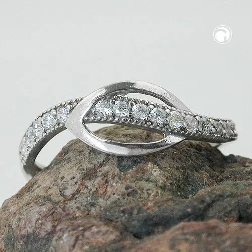Ring 7mm mit vielen Zirkonias glŠnzend rhodiniert Silber 925