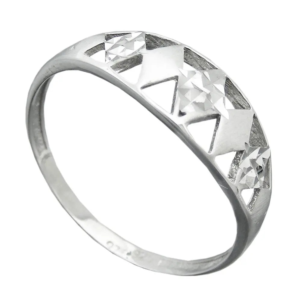 Ring 7mm Muster ausgestanzt matt - glänzend diamantiert rhodiniert Silber 925
