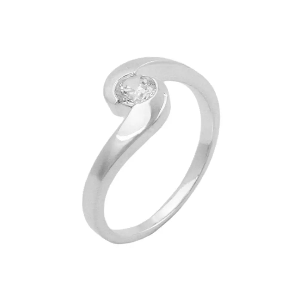 Ring 8mm mit Zirkonia matt - glänzend Silber 925