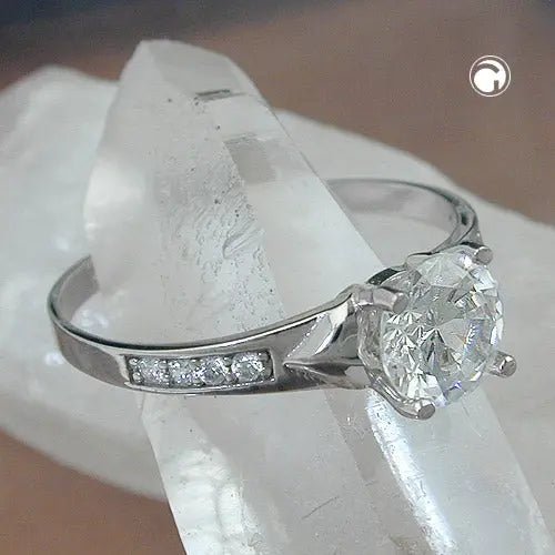 Ring 8mm Zirkonias glänzend rhodiniert Silber 925