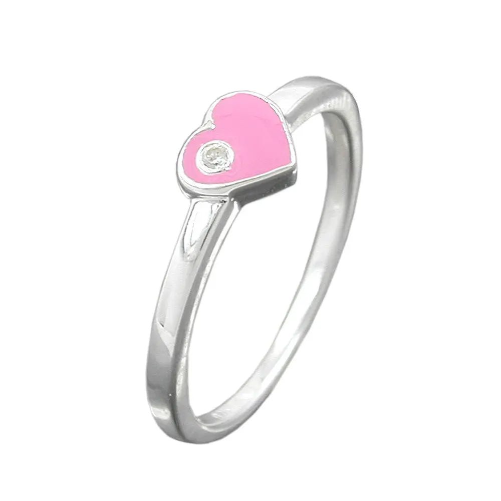 Ring Kinderring mit Herz rosa Silber 925