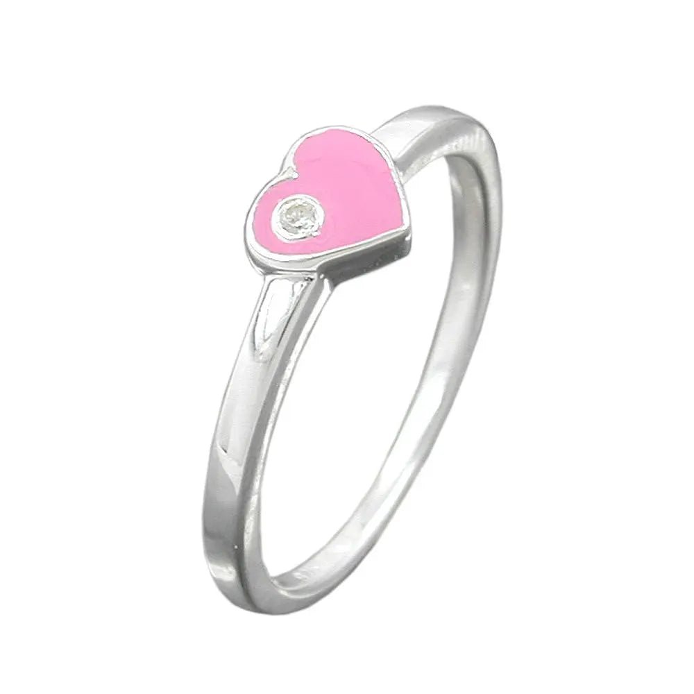 Ring Kinderring mit Herz rosa Silber 925
