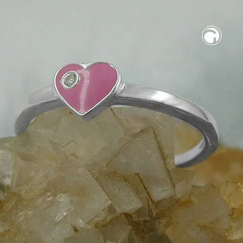 Ring Kinderring mit Herz rosa Silber 925