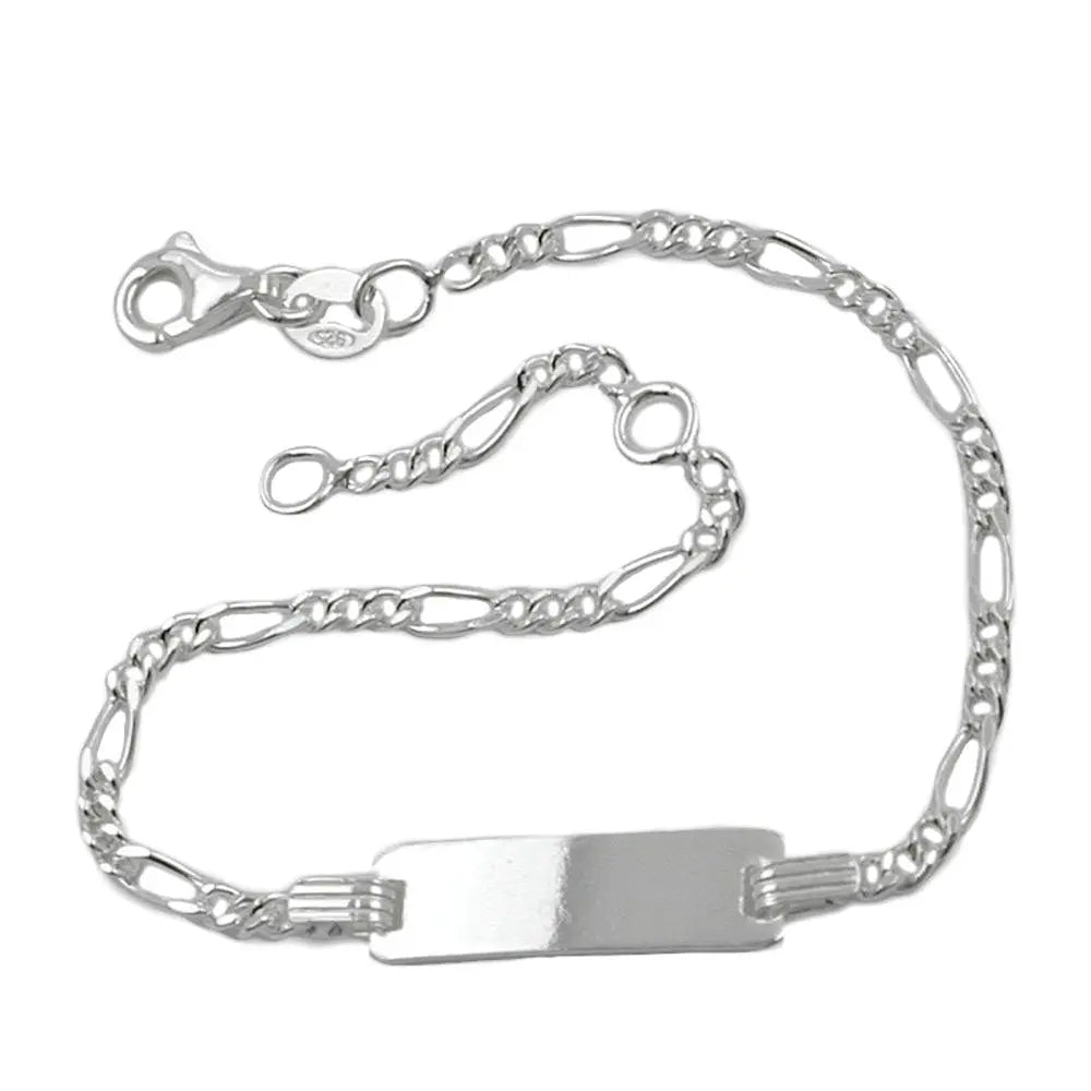 Schildarmband fŸr Kinder 2,2mm Figarokette Gravurplatte 21x5mm Silber 925 16cm