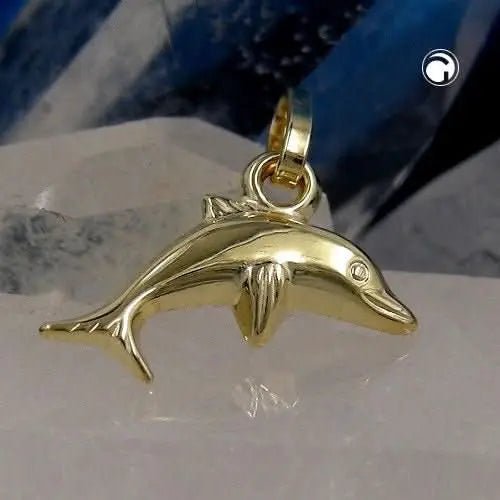 AnhŠnger 12x7mm kleiner Delfin glŠnzend 9Kt GOLD