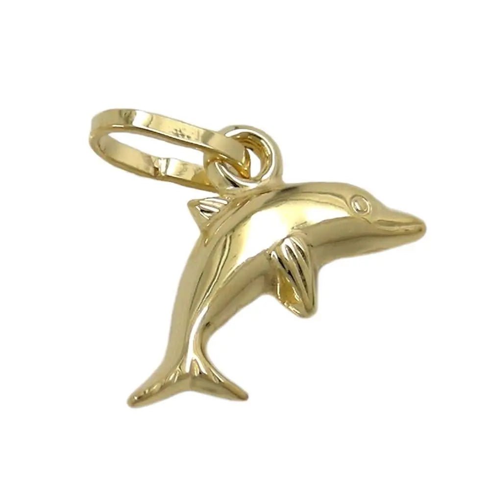 AnhŠnger 12x7mm kleiner Delfin glŠnzend 9Kt GOLD