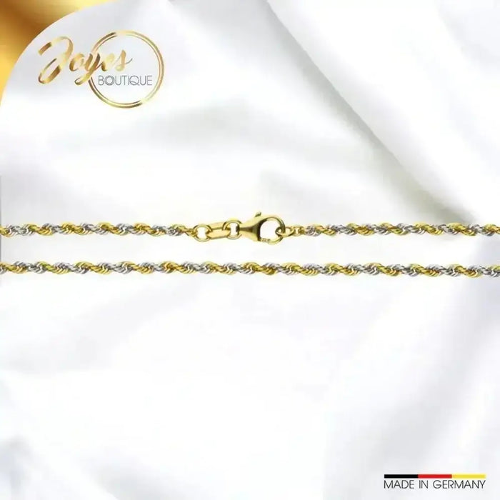 Goldkette kaufen - JB Collier Kordelkette: Hohl, 2.1 mm, Bicolor 585 - 14 Kt - Joyes Boutique