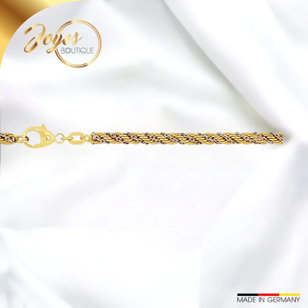 Die Eleganz des JB Herren Collier Kordelkette hohl 3,3 mm Bicolor 585 14 Kt - Joyes Boutique