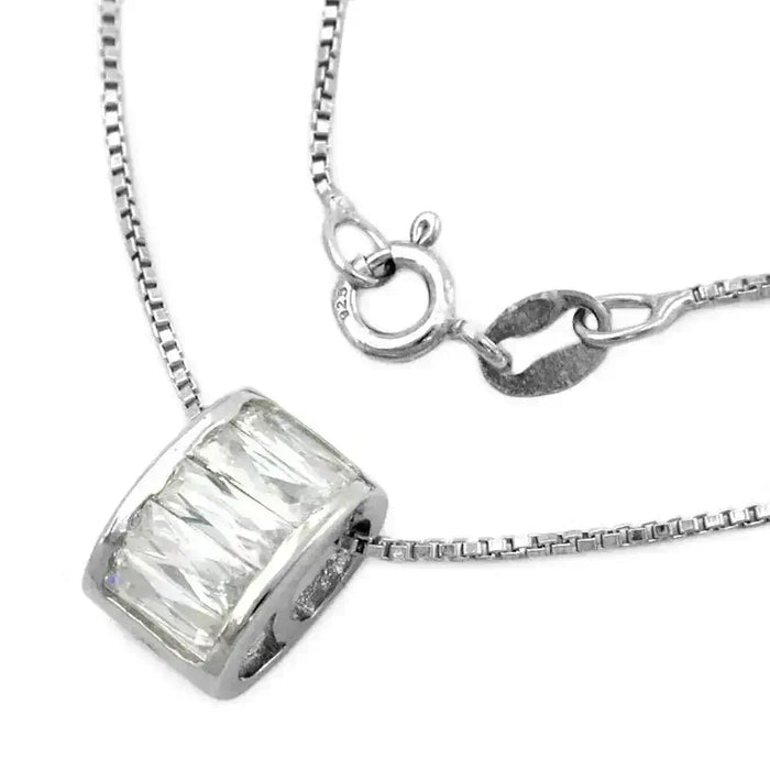 Herren Silberkette Kette 0,9mm Anhänger oval mit Zirkonias rhodiniert Silber 925 42cm kaufen - Joyes Boutique