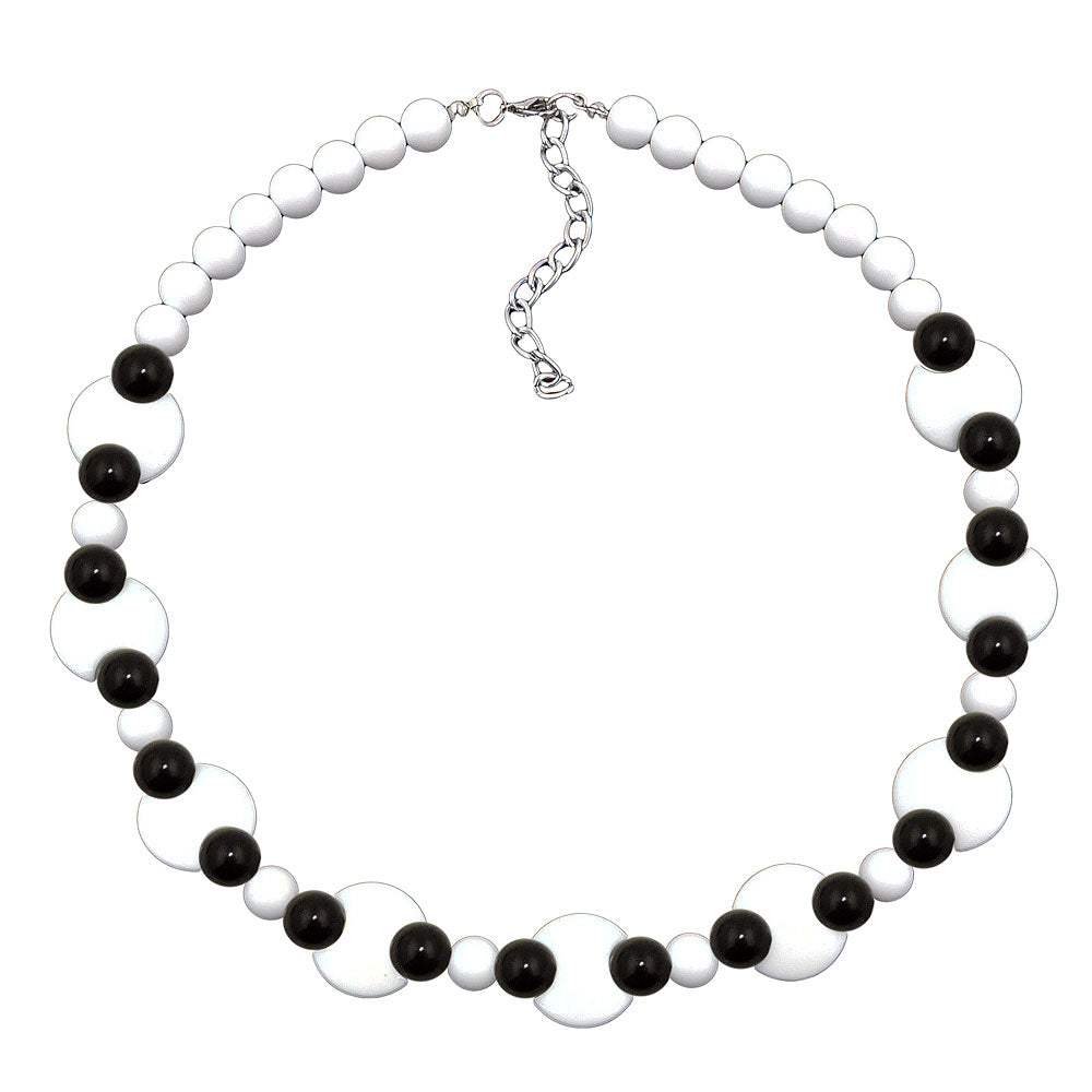 Kette Kunststoff Scheiben Weiß Perle Schwarz 18mm