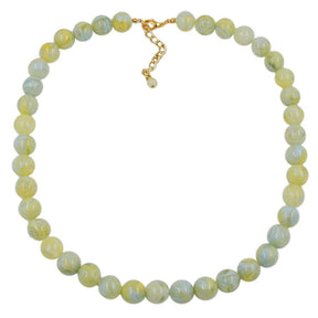 Kette 12mm Kunststoffperlen türkis-grün-weiß-gelb marmoriert 50cm -   01869