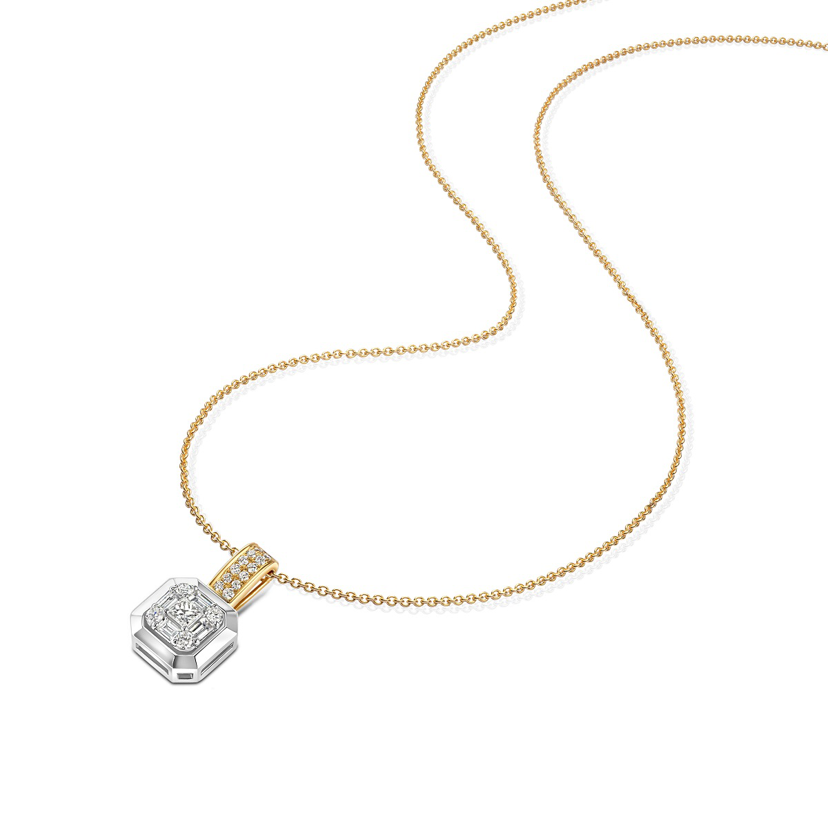 JB Collier Ankerkette 16 Brill 0,13 ct. VS G 5 Dia (SC) 0,20 ct. VS G 45 cm