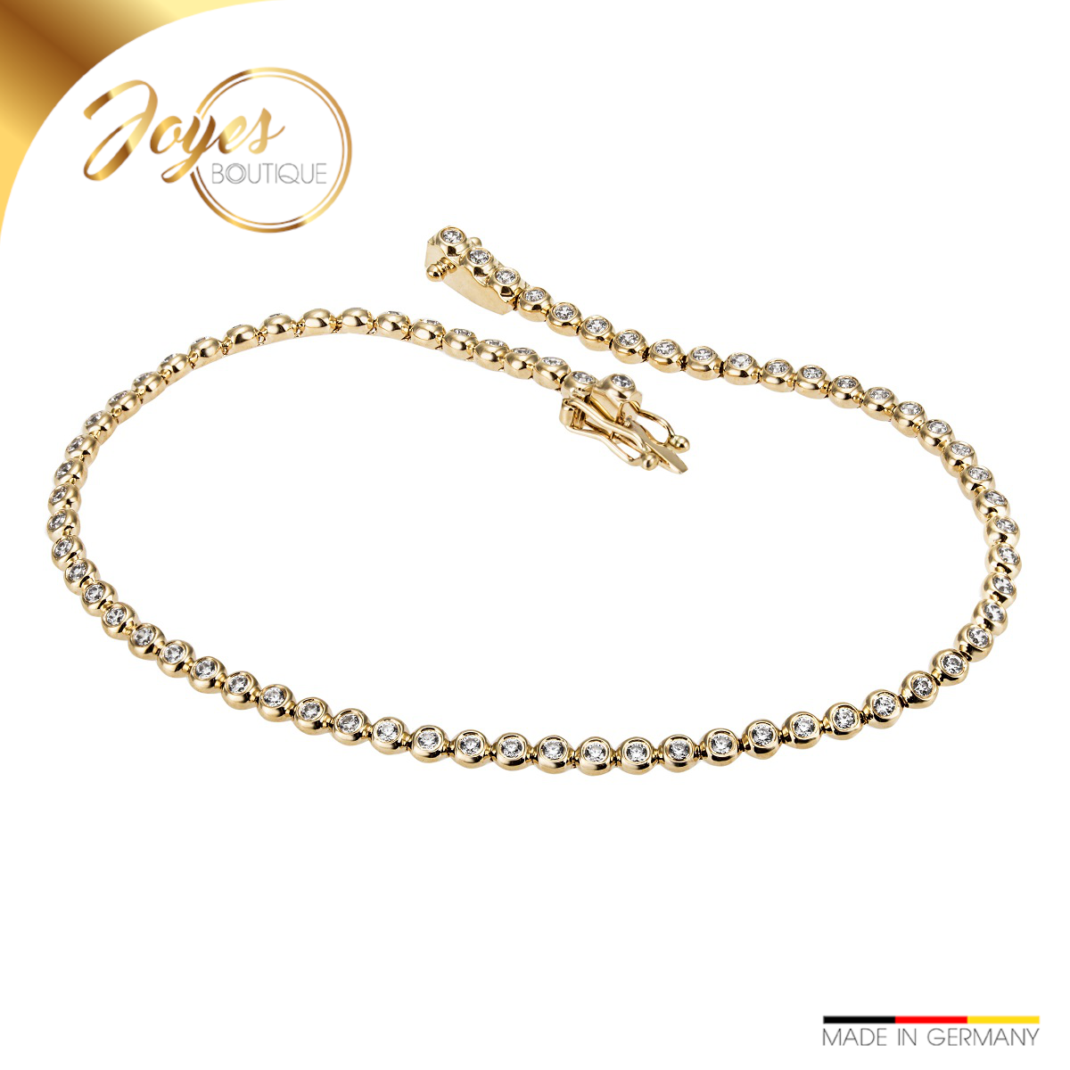 JB Tennisarmband Gold 585 Gelbgold oder Weißgold 17-19 cm