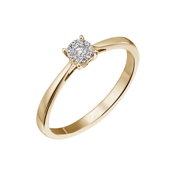 JB Damenring 585 14 Karat Gelb oder Weiß 10 Brillanten 0,08ct. SI H
