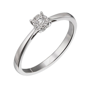 JB Damenring 585 14 Karat Gelb oder Weiß 10 Brillanten 0,08ct. SI H