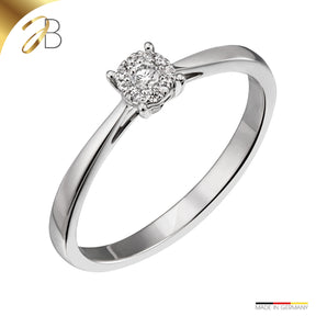 JB Damenring 585 14 Karat Gelb oder Weiß 10 Brillanten 0,08ct. SI H